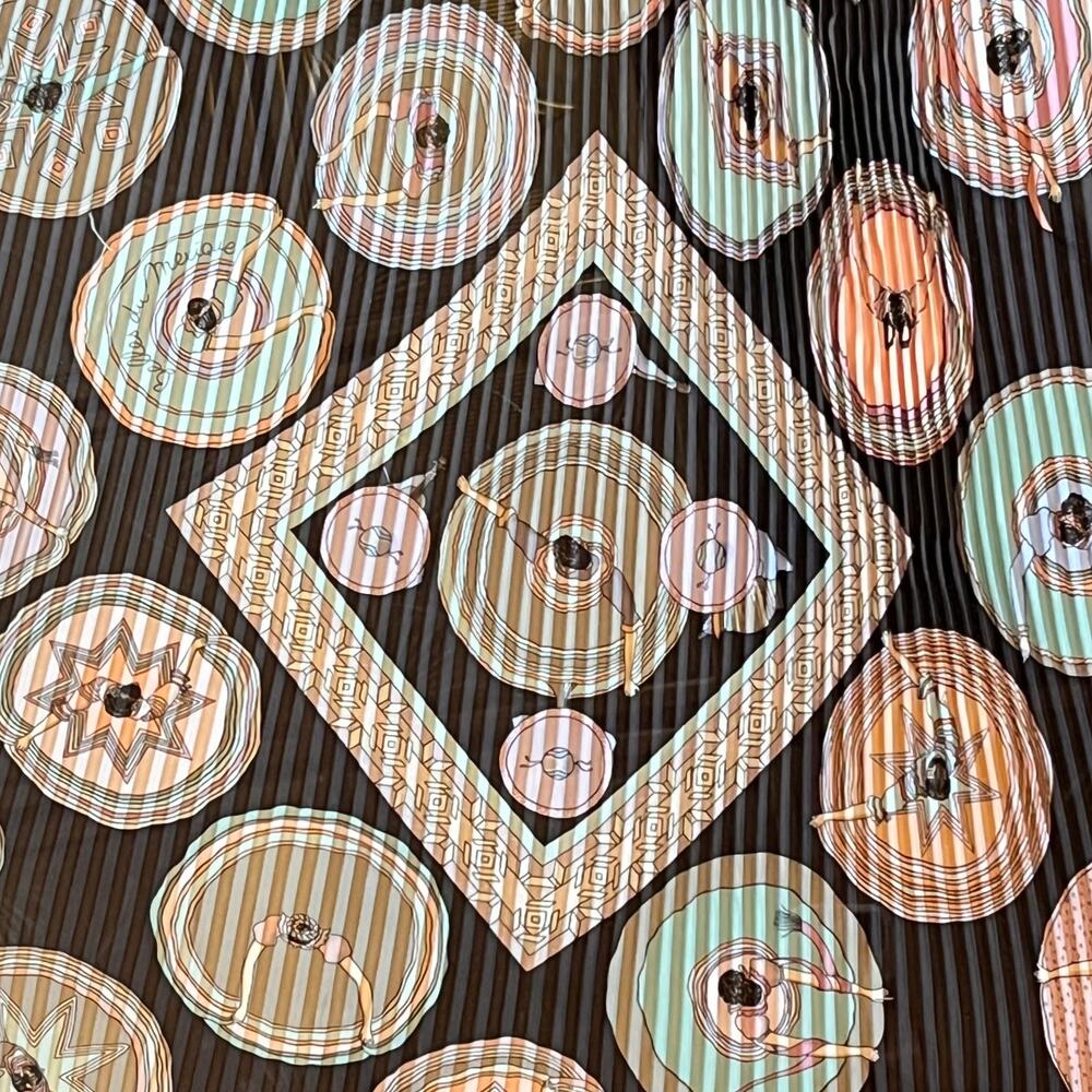 HERMES Belles De Mexique Plisse Silk Scarf